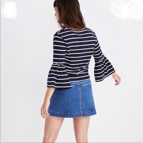 Madewell Irwin Stripe Ruffle Sleeve Top Medium - Picture 2 of 8